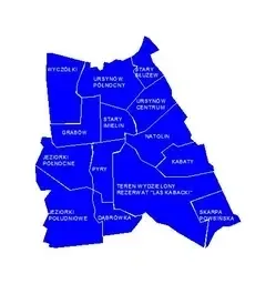 Mapa poglądowa dzielnicy Ursynów z podziałem na osiedla — Naprawa laptopa Lenovo po zalaniu — Praga-Południe