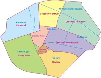 Mapa poglądowa dzielnicy Praga-Południe z podziałem na osiedla — Pogotowie komputerowe Ochota — awaria laptopa Lenovo po godzinach