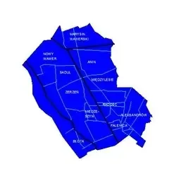 Mapa poglądowa dzielnicy Wawer z podziałem na osiedla — Wymiana baterii i naprawa zasilania Lenovo — Praga-Południe