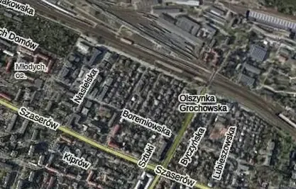 Zrzut mapy satelitarnej okolic ulicy Chłodniczej i linii kolejowej, Praga-Południe — Wymiana matrycy w laptopie Lenovo — Rembertów