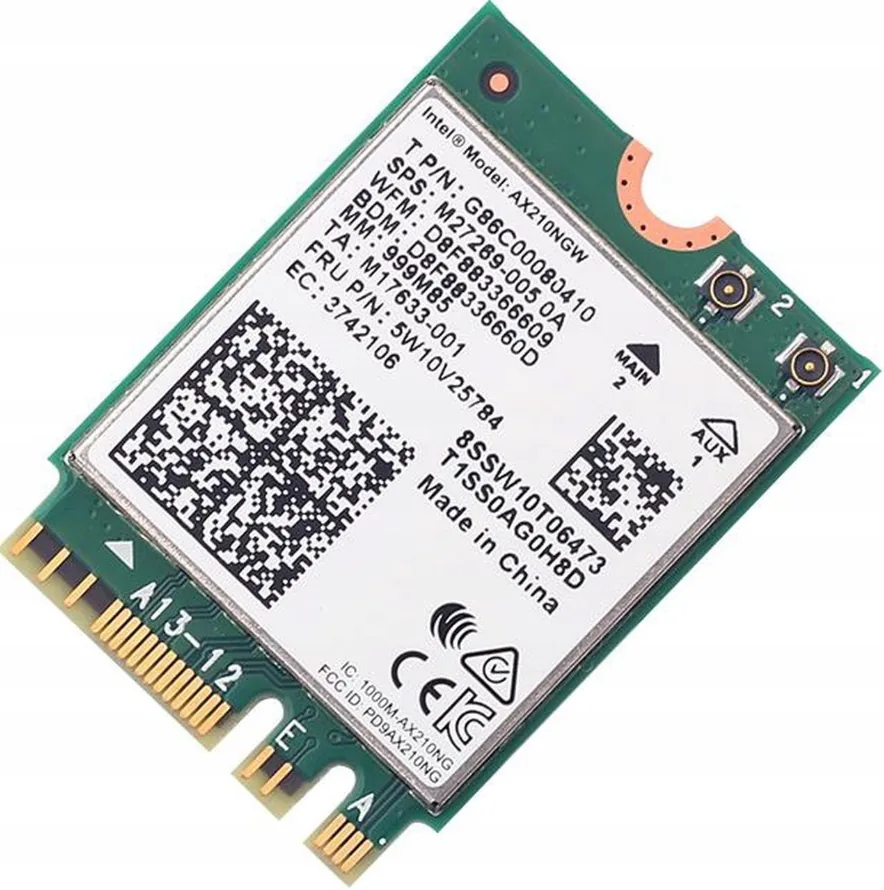 Karta sieciowa Intel WiFi 6E AX210 M.2 do laptopa, ujęcie pod kątem — wi-Fi 6 w laptopach Lenovo — kompatybilność routera